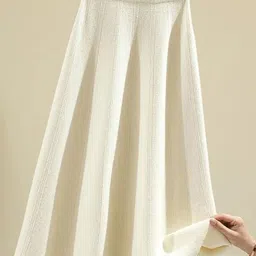 miss mosa by akanksha Alamode By Akanksha Beige Lebia Statement Woolen Pleated Skirt-picture-27