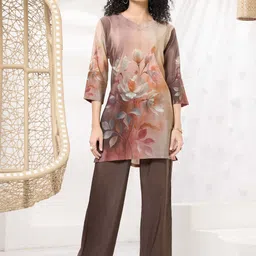 NIGHT FLOSS Women Floral Printed Regular Kurti with Trousers-picture-38