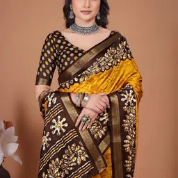 KALINI Batik Zari Designer Bagru Saree image 4