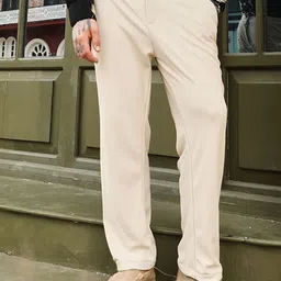 Campus Sutra Men Comfort Textured Relaxed Fit Trousers-picture-30