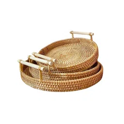 HOMEESSENTIALS Brown 3 Pieces Wooden Reusable Separator Organisers image 1