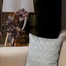 Rya Living Green Geometric Textured Velvet Square Quilted Oasis Cushion Cover-image-19