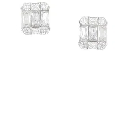 Shyne Jewels 925 Sterling Silver Rhodium-Plated CZ Stones Studded Square Shaped Studs-picture-24