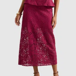 Forever New Self-Designed Mid-Rise Lace Frills A-Line Midi Skirt-image-52