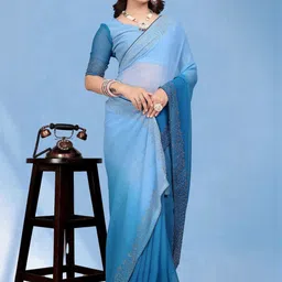 MEAVEN FEB Ethnic Motifs Embellished Sequinned Pure Georgette Saree-image-29