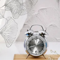 Archies Silver-Toned Metal Round Shaped Battery Analogue Alarm Clock 6.6 Inch-picture-30