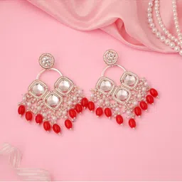 MEIRA JEWELLERY Gold-Plated Artificial Stones Studded Contemporary Drop Earrings-picture-23