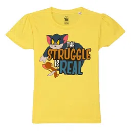 Wear Your Mind Girls Graphic Printed Round Neck Pure Cotton Tom & Jerry T-shirt-image-49