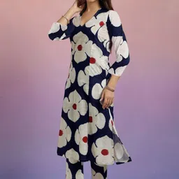 GoSriKi Women Floral Printed Regular Kurta with Trousers-picture-39