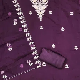 Panzora Floral Embroidered Thread Work Unstitched Dress Material image 2