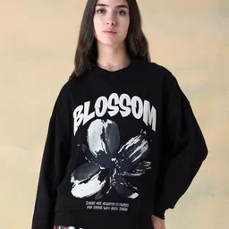 Flying Machine Women Shoulder Fit Graphic Printed Sweatshirt image 3