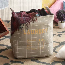 cortina 12 Ltr Beige Canvas Laundry Basket-picture-20