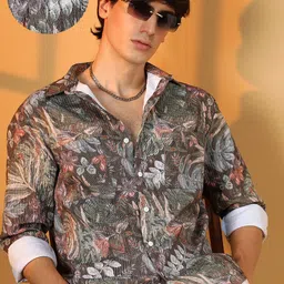 Campus Sutra Men Comfort Spread Collar Floral Printed Casual Shirt image 1