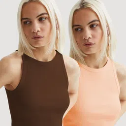CILIMILI Pack Of 2 Ribbed Crop Top image 5