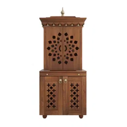 DZYN Furnitures Rudralaya Brown & Gold Toned Pooja Mandap With Door-picture-42