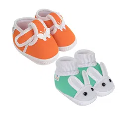 NESKA MODA Kids-Unisex Orange Cotton Booties-picture-41