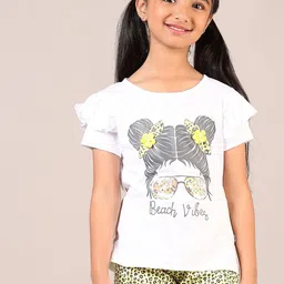 V-Mart Girls Printed Round Neck T-shirt With Shorts-picture-14
