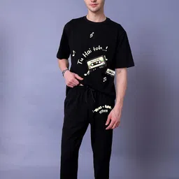 Lazy Lush Pack Of 2 i'll be Alright Printed Round Neck T-Shirt With Joggers Couple Co-Ords image 5