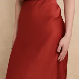 RAREISM Women Ronu B Rust Flared Maxi Skirt image 2