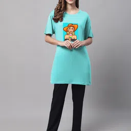 Kanvin Women Graphic Printed  Pure Cotton Night suit-image-72