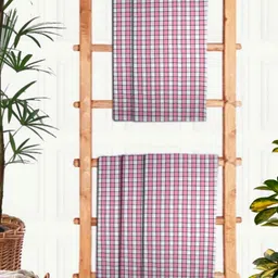 Aura Pink & White 5 Pieces Printed Cotton 210 GSM Waffle Ultra Absorbent Bath Towel-image-43