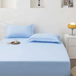 JC HOME Blue 140 TC King Bedsheet Set 2 m x 1.8 m image 3