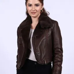 Saint G Women Lapel Collar Solid Water Resistant Biker Jacket-picture-42