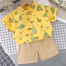 DANGAR Unisex Kids Printed Shirt with Shorts-image-63