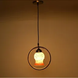 1ST TIME White & Orange Textured Bell Shaped Hanging Ceiling Lamp image 3