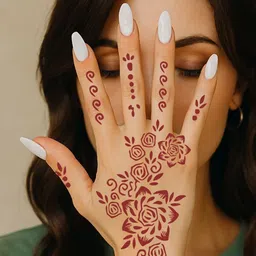 VOORKOMS Set Of 2 Mehndi Design Stencil Sticker image 3