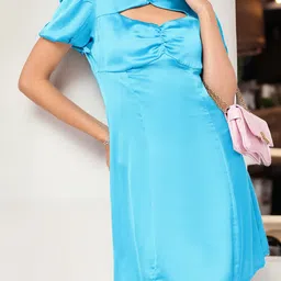 DressBerry Cut Out Detailed Ruched Satin Dress-picture-38