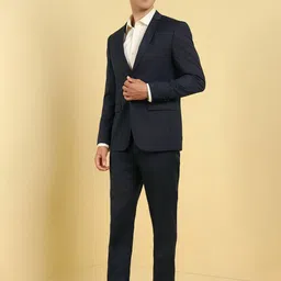 Allen Solly Textured Slim Fit Single-Breasted Two Piece Formal Suit image 4