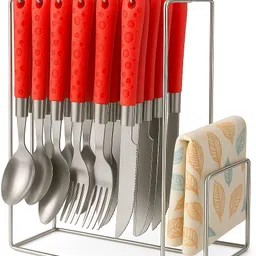 troozy Tansy Cutlery 25(6Tea Spoon,6 Knive,6 Master Spoon,6 Master Fork 1Stand)Complete Stainless Steel Cutlery Set-picture-22