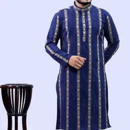 tibra collection Men Striped Cotton Blend Straight Kurta image 1