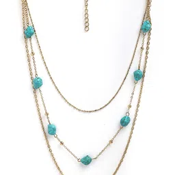 bohey by karatcart Gold Plated Turquoise Multilayer Chain Necklace for Women Gold-plated Plated Alloy Chain image 4