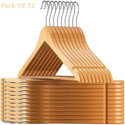Wooden Hangers,Non Slip Heavy Duty Wood Clothes Hanger for Suits, Pants, Jackets Wooden Shirt Pack of 12 Hangers For Shirt-image-13