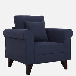 woodsworth from pepperfry Fuego Fabric 1 Seater Sofa In Navy Blue Colour image 4