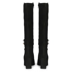 Saint G Womens Black Leather Long Wedge Boots image 5