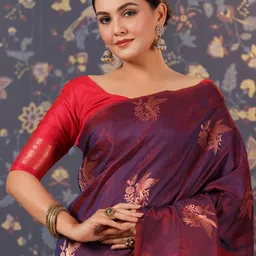 House of Pataudi Ethnic Motifs Woven-Design Saree image 5