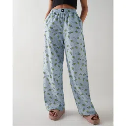 Bewakoof Women Blue All Over Printed Wide Leg Pyjamas-picture-16