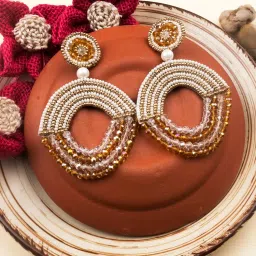 STILEADDA Handmade Brown Half Moon Pearl Earrings-picture-11