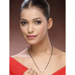 ADIVA Gold-Plated Heart Design White American Diamond Mangalsutra (Pack of 2) image 3