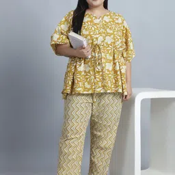 TAG 7 PLUS Plus Size Floral Printed Pure Cotton Night suit image 2