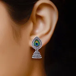MEENAZ Set Of 4 Silver Plated Jhumkas image 2
