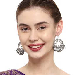 VENI 92.5 Silver Plated Oxidised Drop Earrings image 5