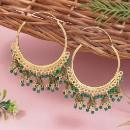 I Jewels Green and Gold Plated Hoop Earrings-image-72