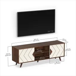 bluewud Wilbrome Mini Engineering Wood Floor Standing Tv Entertainment In Brown Maple & White Finish image 10