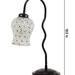 Devansh Black & White Printed Zig Zag Curvy Table Lamp With Mosaic Glass Lamp Shade image 4