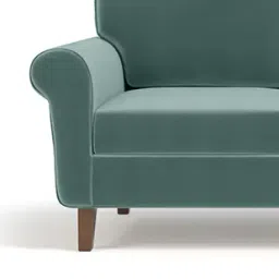 urban ladder create Oxford 2 Seater Fabric Sofa in Dusty Turquoise Velvet Colour image 4
