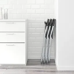 IKEA Steel Foldable/Durable Chair With Cut-Out Handle/Back Rest- Black By Stockland image 2